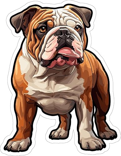 Miniatura 1 de Calcomanía de Bulldog Inglés para ventana, resistente a la intemperie, tamaño pequeño, impermeable, para botella de agua, taza, pasaporte, libro de