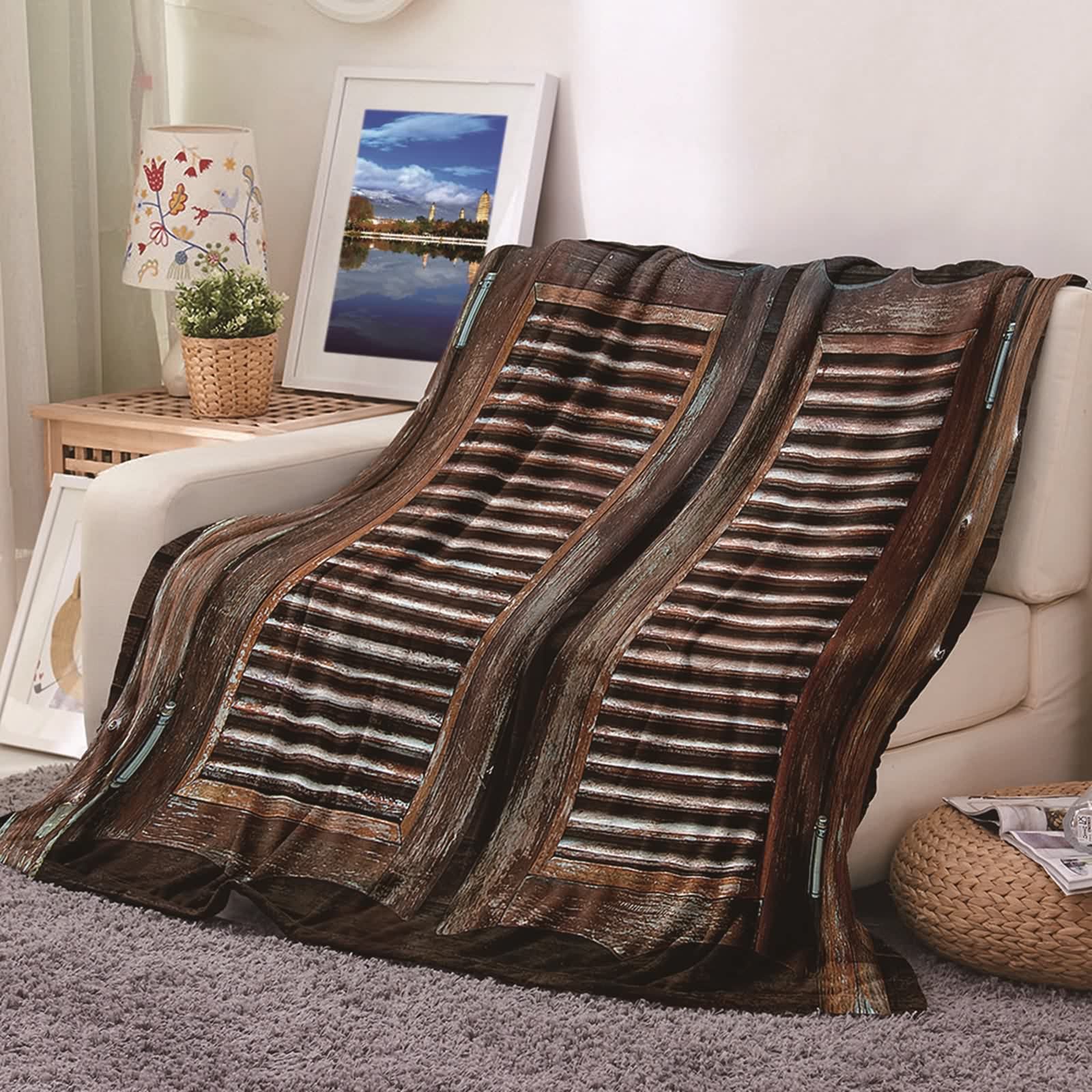 Plaid polaire en flannel douce couverture chaude de lit et canapé 180x240cm