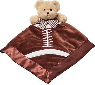 Bearington Collection Touchdown Snuggler Plush Football Lovey - 15-Inch Satin & Velour Security Blanket for Babies - Soft Plush Newborn Baby Football Toy for Boys