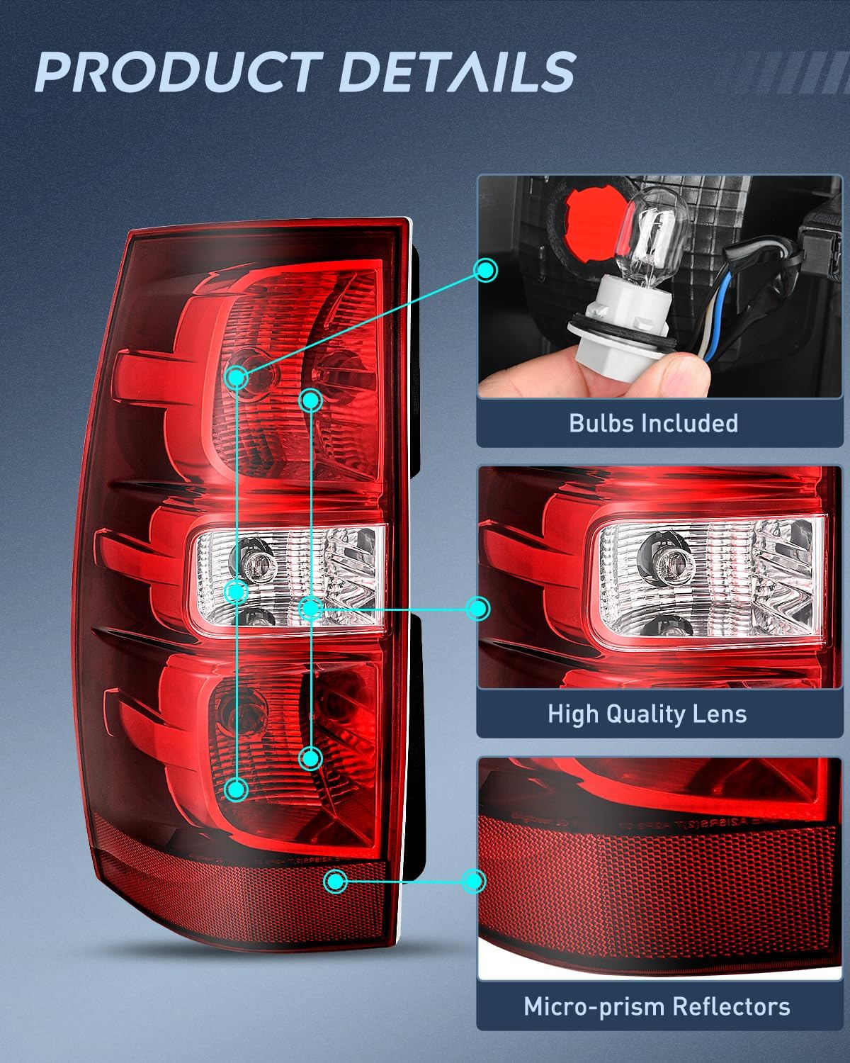 Nilight Taillight Assembly Compatible With 2007 2008 2009 2010 2011 2012 2013 2014 Chevy Chevrolet Tahoe Suburban Tail Lights Rear Lamps Replacement Driver Side Red