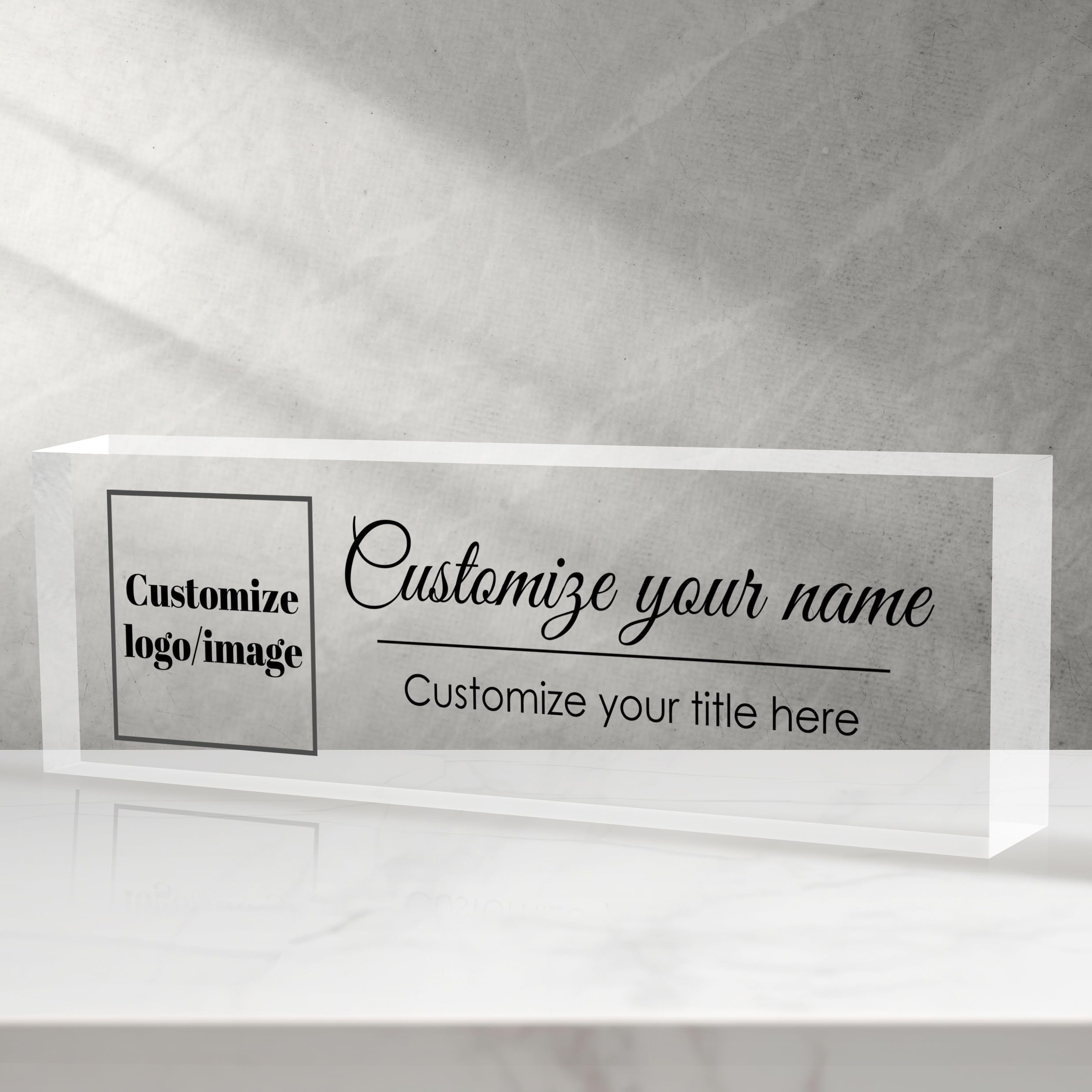 Custom Office Name Plate for Desk, Desk Name Plate Personalized, Personalized Gifts for Women, Appreciation Gifts for Employee Coworkers Boss Teacher, Office Accessories (Logo/Image)