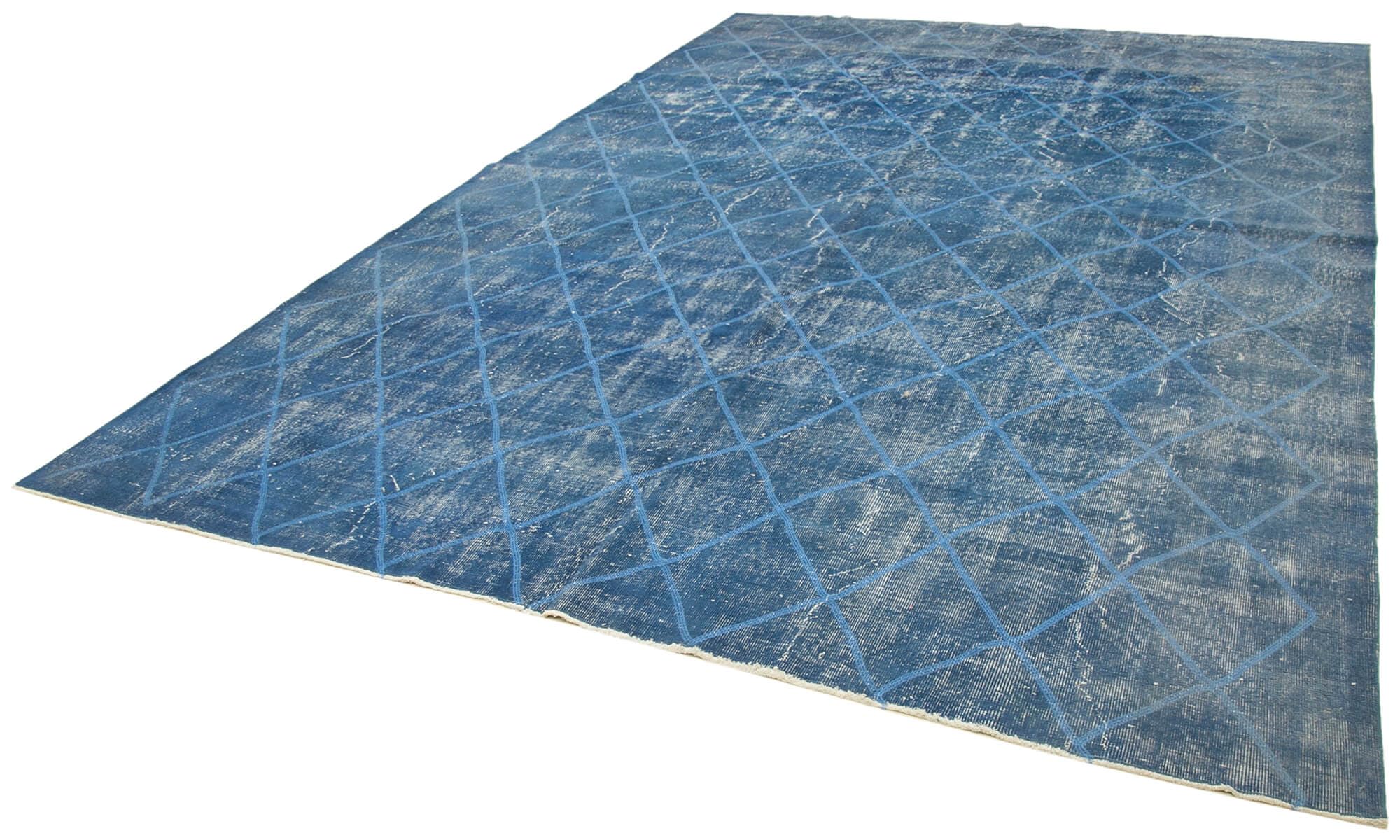 89 x 126 - 267 x 381 Cm Geometric Carpet Blue Geometric Bohemian Wool Cotton Handmade Handknotted Vintage