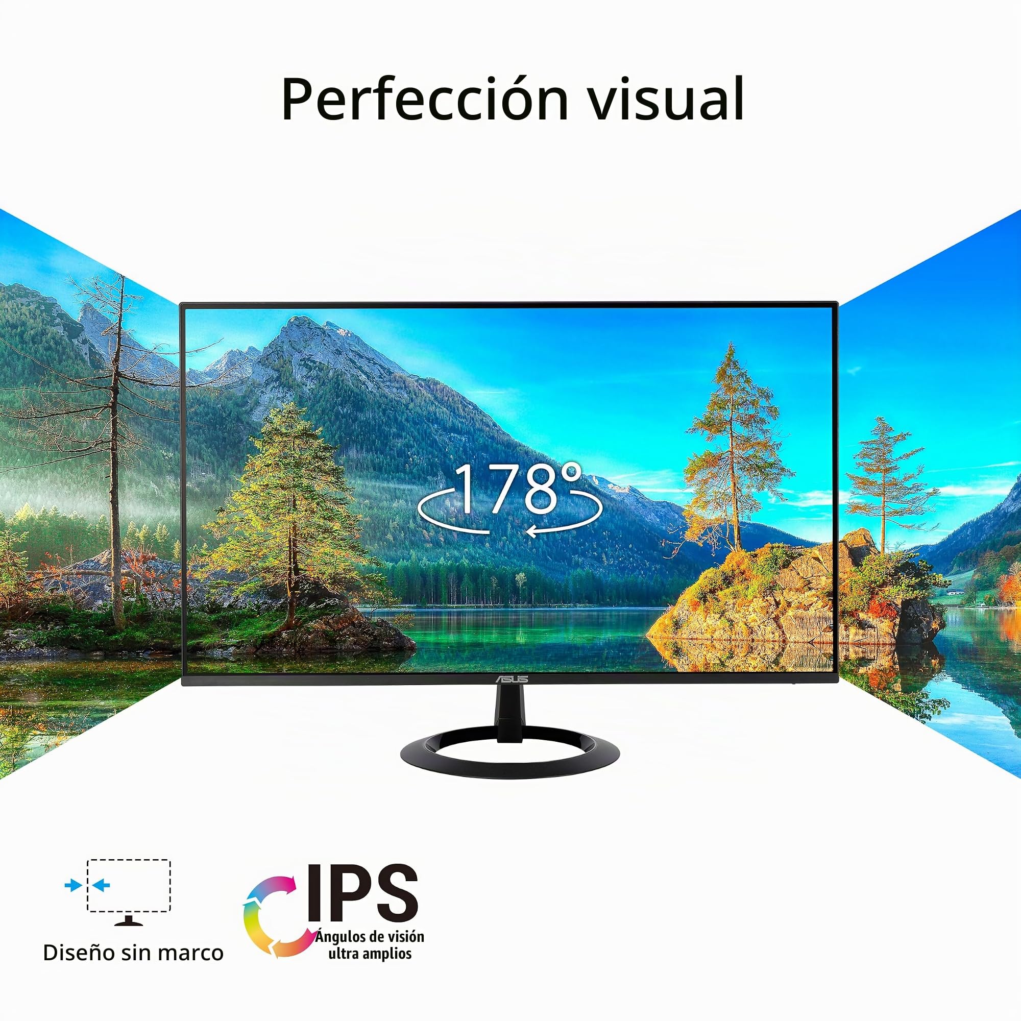 ASUS VZ24EHF Eye Care Monitor Gaming 24 pulgadas (IPS, Full HD, sin marcos, 100 Hz, sincronización adaptativa, 1 ms MPRT, HDMI, baja luz azul, sin parpadeos, montaje en pared)
