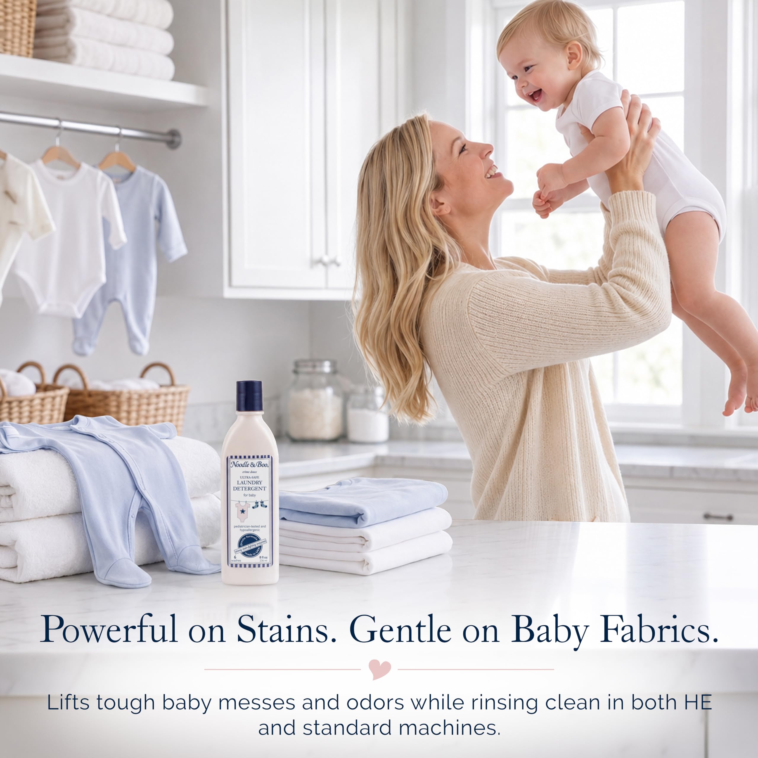 Noodle & Boo Ultra Safe Laundry Essentials - Detergente para lavandería, 8 onzas líquidas
