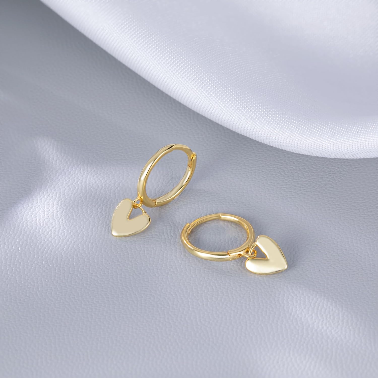 Reffeer Solid 925 Sterling Silver Small Love Heart Drop Earrings Hoop for Women Teen Girls Heart Hoop Earrings Huggie - Image 5