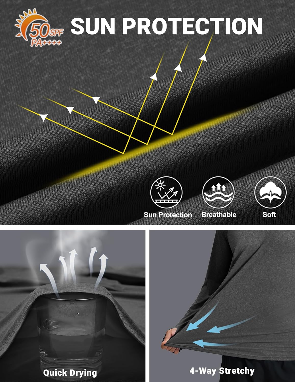 COOFANDY Men's UPF 50+ Fishing Shirt Lightweight Quick Dry UV Sun Protection Hoodie Long Sleeve SPF Hiking Running Rash Guard - Image 5