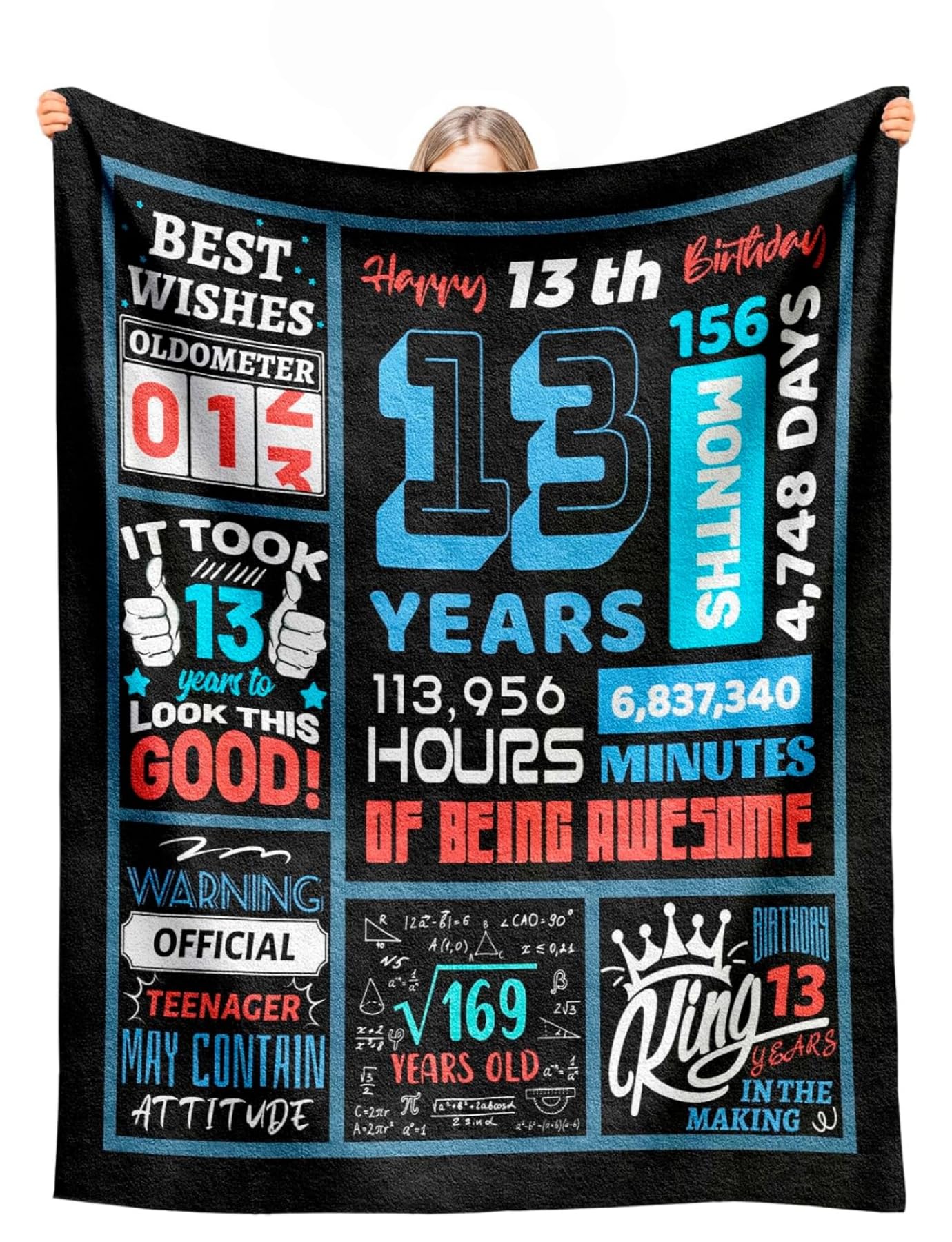 Décoration de 13e anniversaire plaid original garçon 150x230