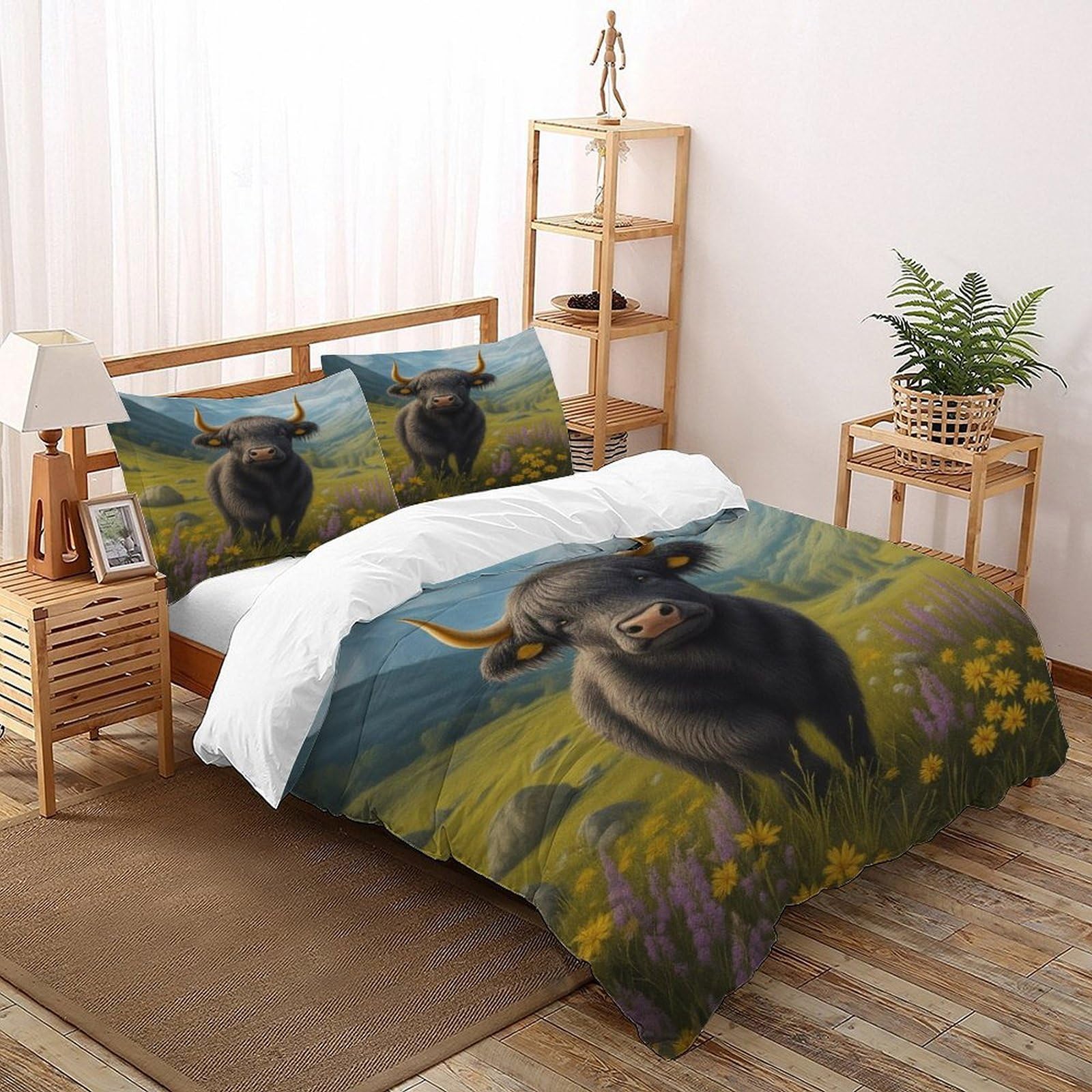Housse de couette finitions soignées parure de lit Super King au style pastoral
