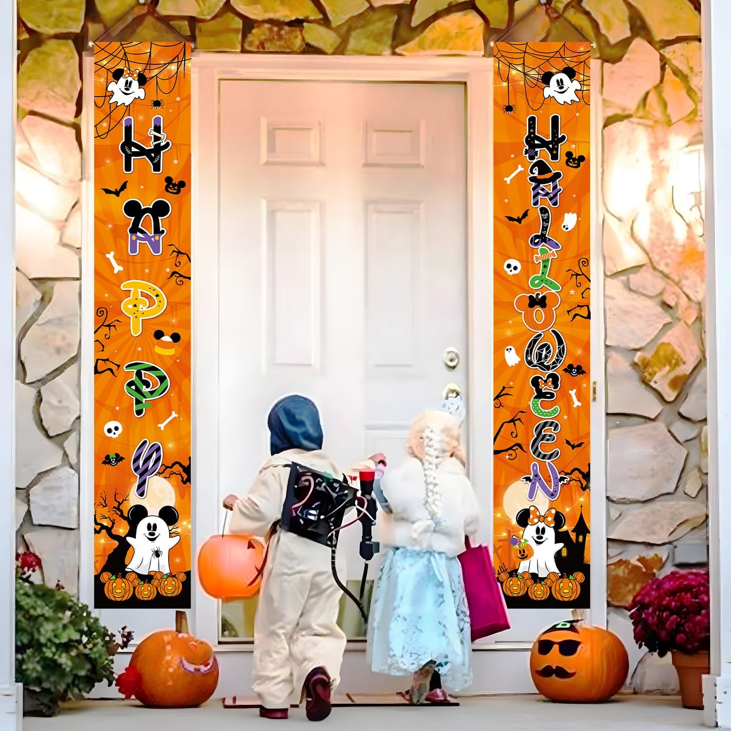 2pcs Mouse Halloween Decorations Porch Sign Banner