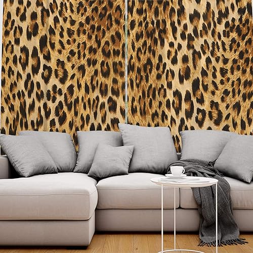 Miniatura 5 de FortuneHouse Blackout Curtains Thermal Insulated Leopard Print Solid Pattern Metal Grommet Elegant Room Drapes Window Curtain for Bedroom Living