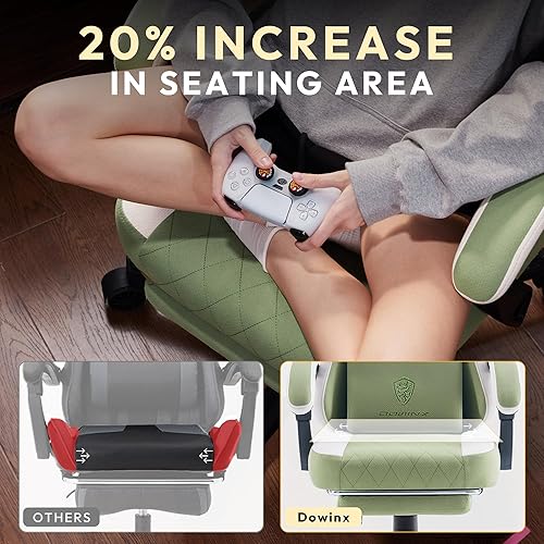 Miniatura 7 de Dowinx Silla para videojuegos, silla de computadora de tela transpirable con cojín de resorte de bolsillo, silla ergonómica de masaje con soporte