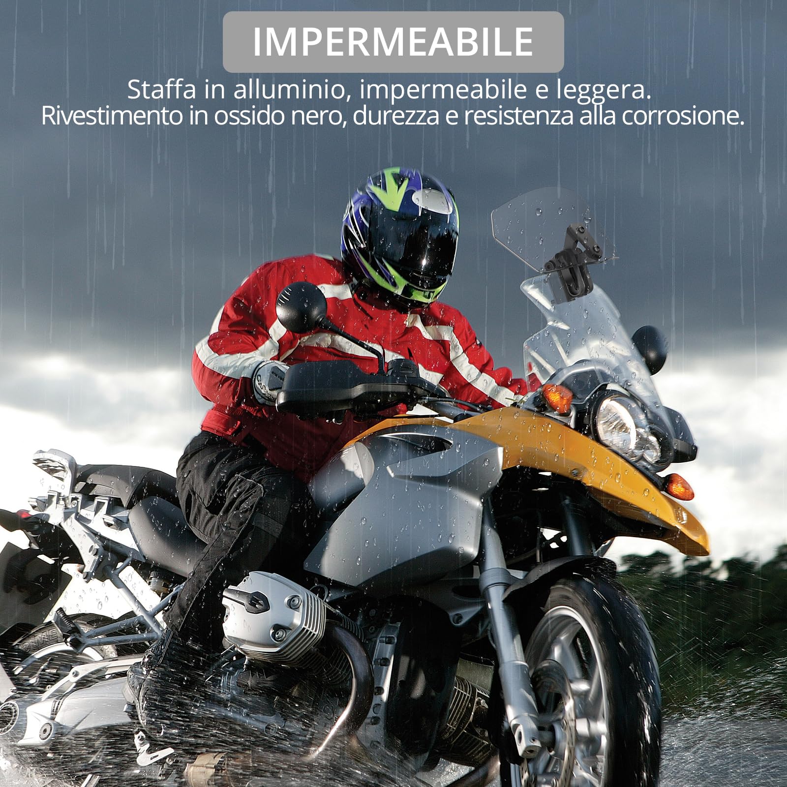 Justech Parabrezza Moto Spoiler di Estensione Parabrezza del Vento con Clip Regolabile Cupolino Spoiler Parabrezza Prolunga Deflettore Universale per Moto -Staffa Nera