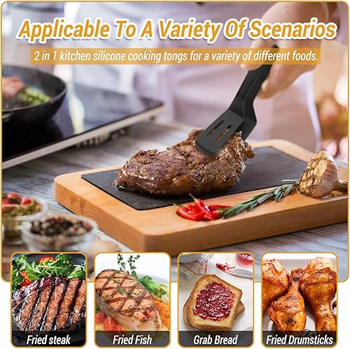 Miniatura 2 de ZTMAK Pinzas de cocina para cocinar, pinzas multiusos de silicona de 11 pulgadas para barbacoa, abrazadera de bistec frito, voltear pescado, cocina,