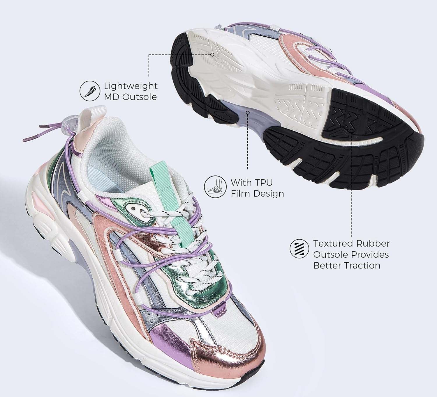 LUCKY STEP Women's Fashion Walking Shoes Running Platform Mesh Casual Sport Gym Work Adjustable Lace Lifestyle Stylish Trendy Athletic Tennis Shoes - Image 7