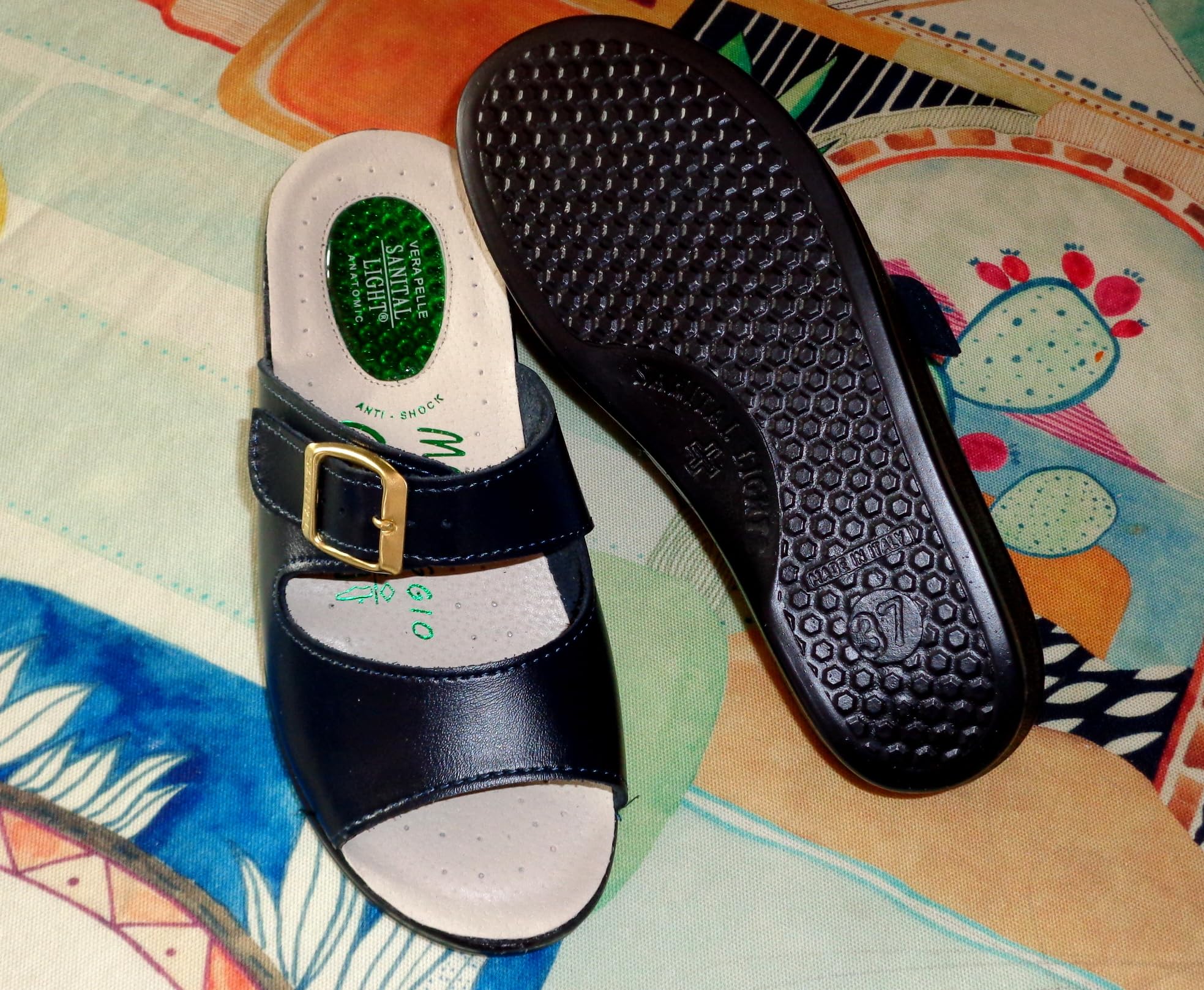 Sanital Light 1363 GEL - Ciabatta in Pelle, Leggera e Confortevole, Plantare anatomico con goccia in GEL, Artigianato Italiano. Si consiglia comprare una misura più grande