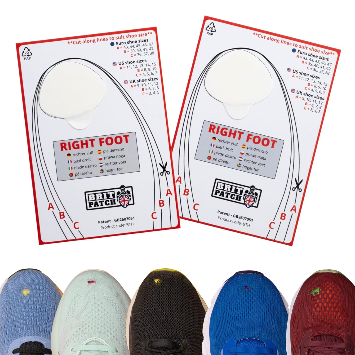 Big Toe Hole Preventer self-Adhesive Patches with a Clever applicator - Shoe Toe Hole Area Repair Patch