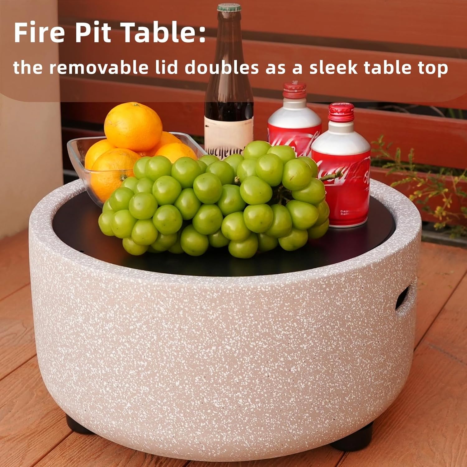 Fire Pits for Outside Wood Burning with Metal Lid & Grill,Outdoor Round Firepit with Fire Poker,Spark Screen,3-in-1 Fire Pit for BBQ,Table and Bonfire (Grey 3)