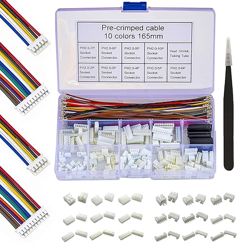Kit de conectores JST de 0.079 in con cables preprensados, cable de 2345678910 pines de vivienda JST adaptador de cable conector conector de cable