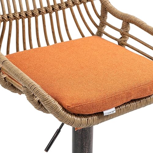 Miniatura 7 de JINS&amp;VICO Juego de 2 taburetes de bar de ratán con altura ajustable y cojín de asiento suave, sillas giratorias de altura de mostrador con