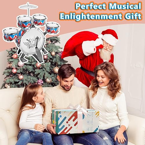 Miniatura 7 de Juego de batería de jazz para niños de 3 a 5 años, regalo perfecto de cumpleaños y Navidad, juego de juguetes musicales de aprendizaje temprano con