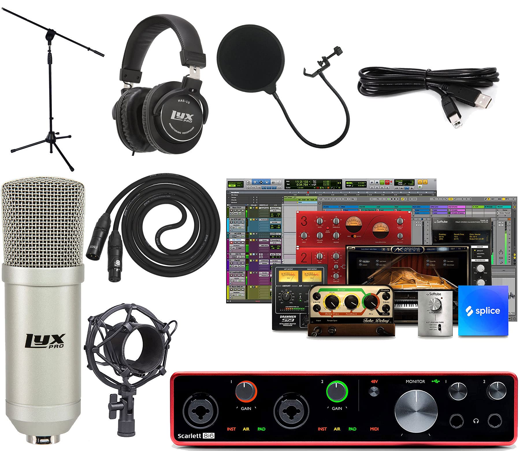 Focusrite Scarlett 8i6 8x6 USB Audio/Midi Interface Full Studio Bundle with Creative Music Productio