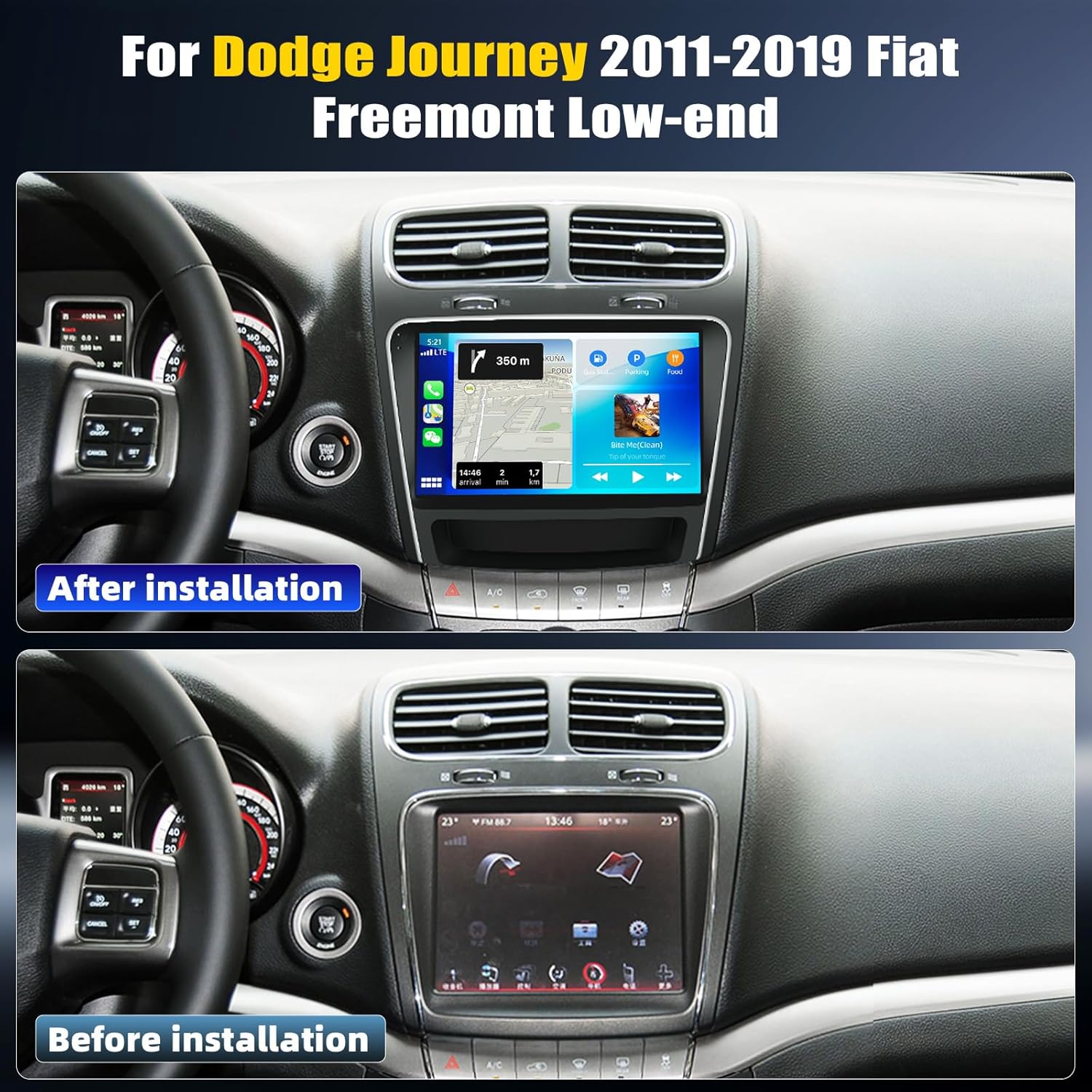 [8 Core 6G+128G] Android 15 Car Radio for Dodge Journey 2011-2019 Fiat Freemont Low-end,9" Touchscreen Car Stereo with Wireless CarPlay Andriod Auto,Bluetooth,GPS,WiFi,FM/RDS,SWC EQ+Backup Camera