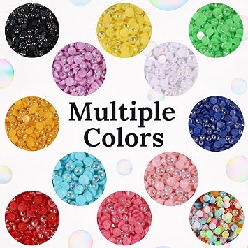 500Pcs Flatback Half Round Pearls for Crafting Nail Art,AB Color Pearl Beads for Women Girls DIY Face Makeup Jewelry Clothes Shoes Dress,Imitation Loose Pearl Beads Gems (Red, 8mm)