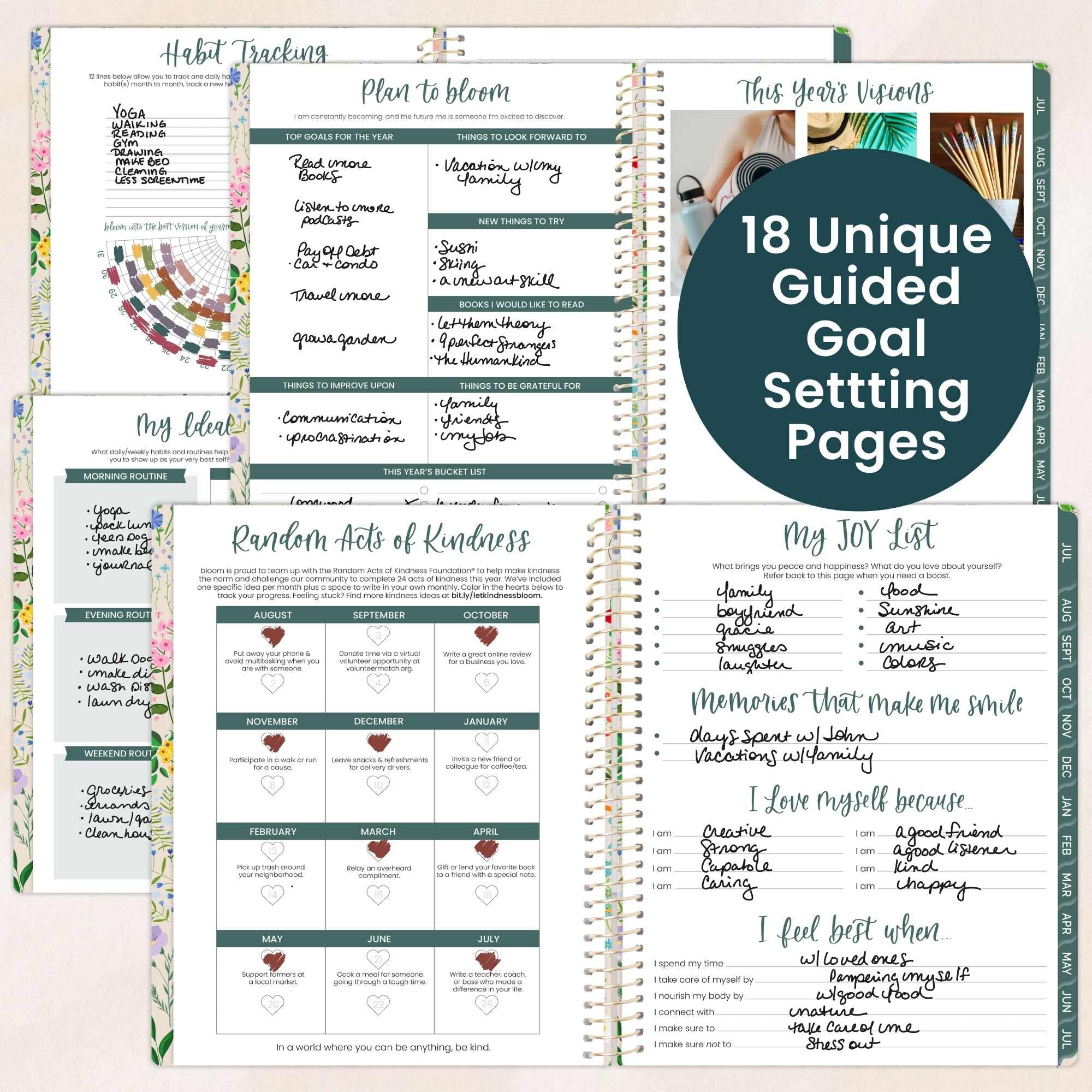 bloom daily planners Agenda 2026-2027 (21,6 x 27,9 cm) per l'anno accademico (luglio 2026 - luglio 2027), agenda settimanale e mensile, con adesivi e linguette, per feste in giardino, beige