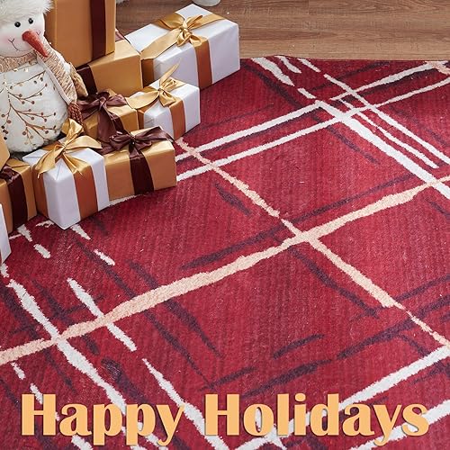 Miniatura 2 de jinchan Alfombra de Navidad de 2 x 3 pulgadas, moderna y lavable, alfombra abstracta para interiores, alfombra pequeña, antideslizante, delgada,