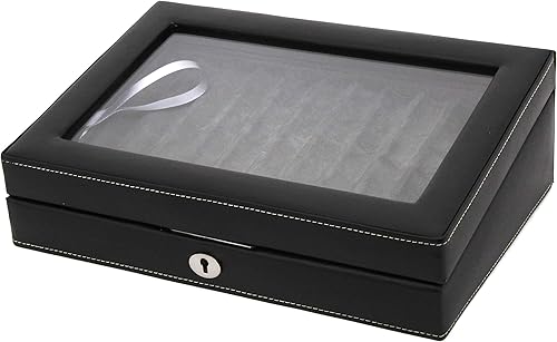 Tech Swiss TS0432BLK, 11 Pen Box Display Storage Cuero Negro