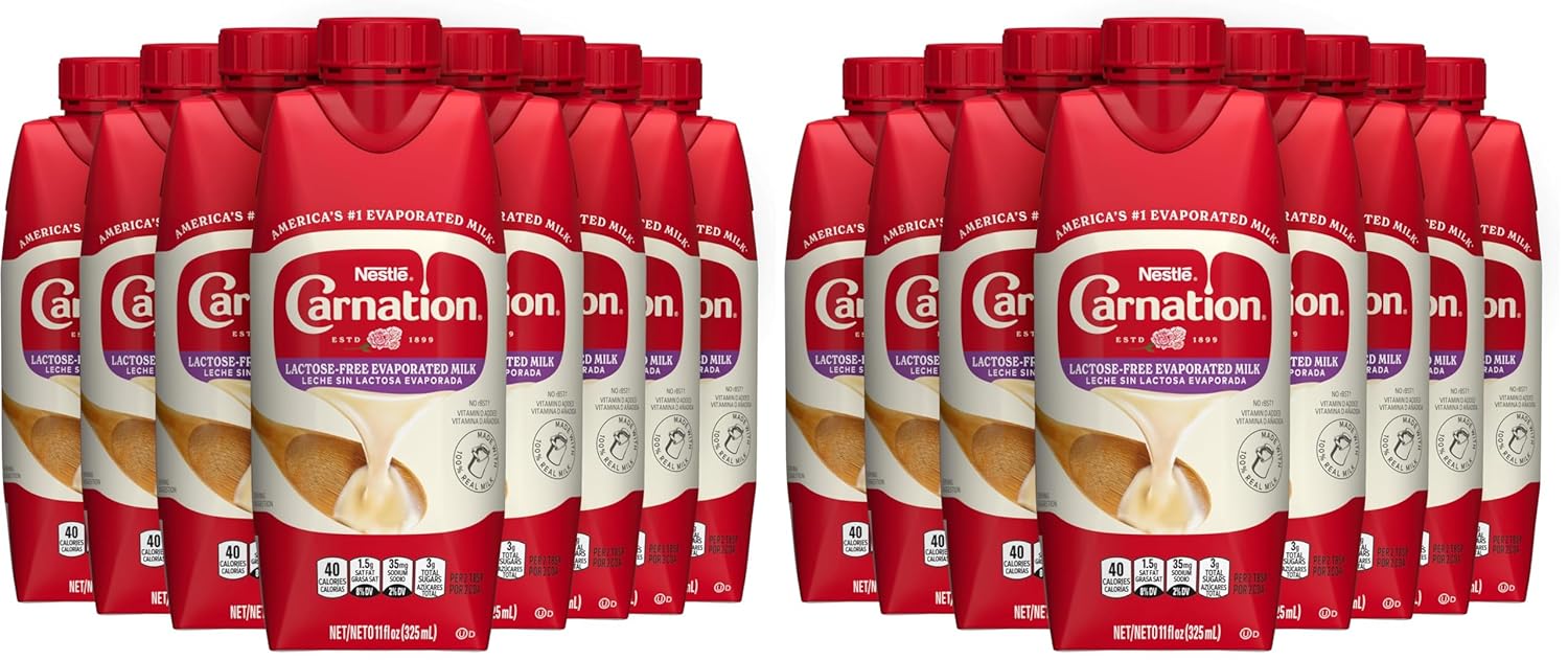Nestlé Carnation Lactose-Free Evaporated Milk, Vitamin D Added, Shelf_Milk, Evaporated_Milk, (Pack of 16)