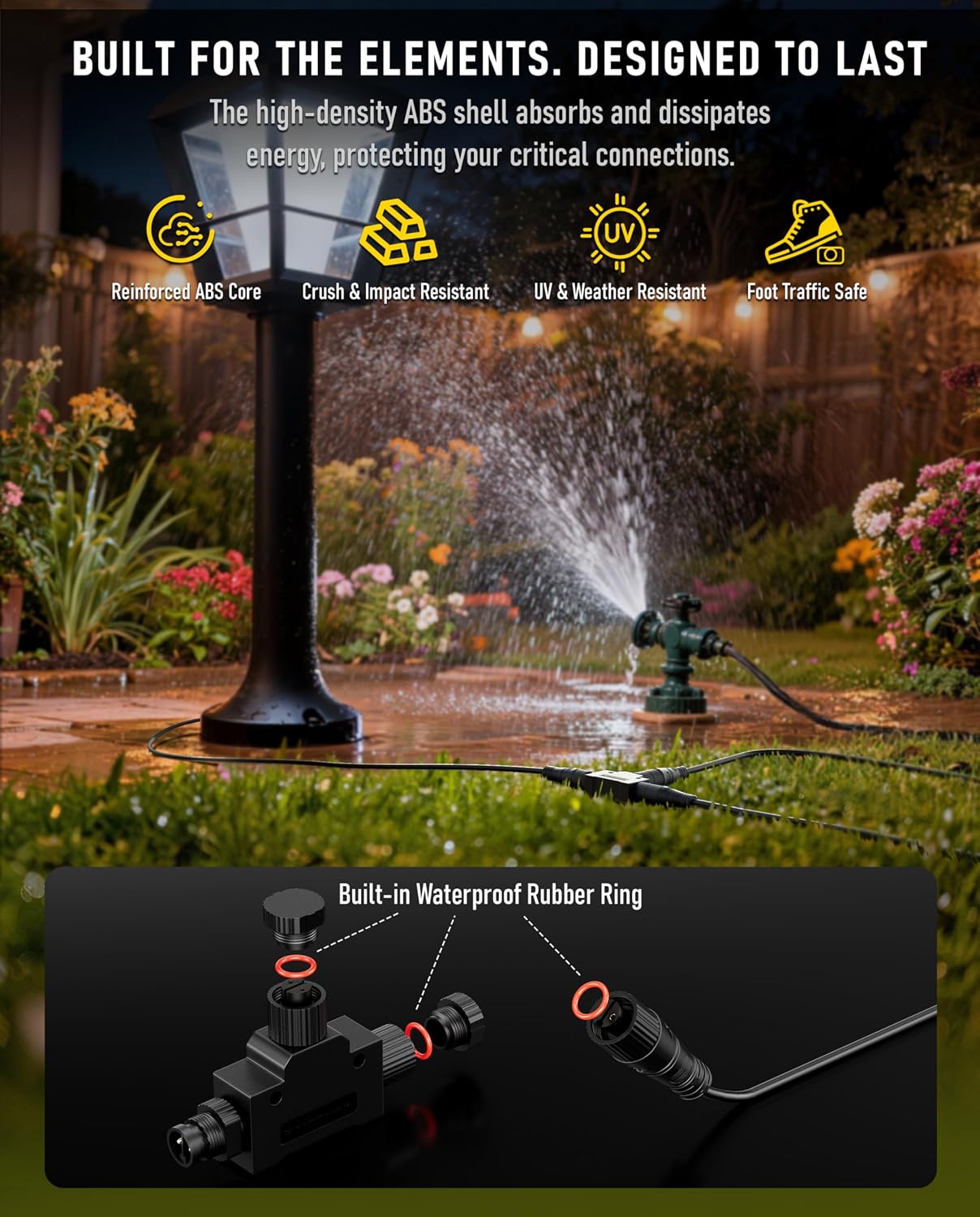 T Connector Compatible with Philips Hue Outdoor Low Voltage Lights: Weatherproof Power Supply to Customize Smart Garden, Pathway, and Landscape Lighting, Compatible with Lily Spot, XL Spot, etc