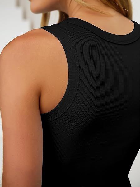 DUOEASE Body Damen Ärmellos aus 2×2 Ripp – Shapewear Leicht Formend, Figurbetonter Basic Body mit Rundhals, Elastisch für Alltag - 4