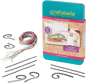 Friendship Sparkles Creation Kit, Rhinestone Bracelet Set | DIY friendship bracelet kit with rhinestone chains, satin cord, mini clipboard tool, makes 10 bracelets, Jewelry, 8+ Years
