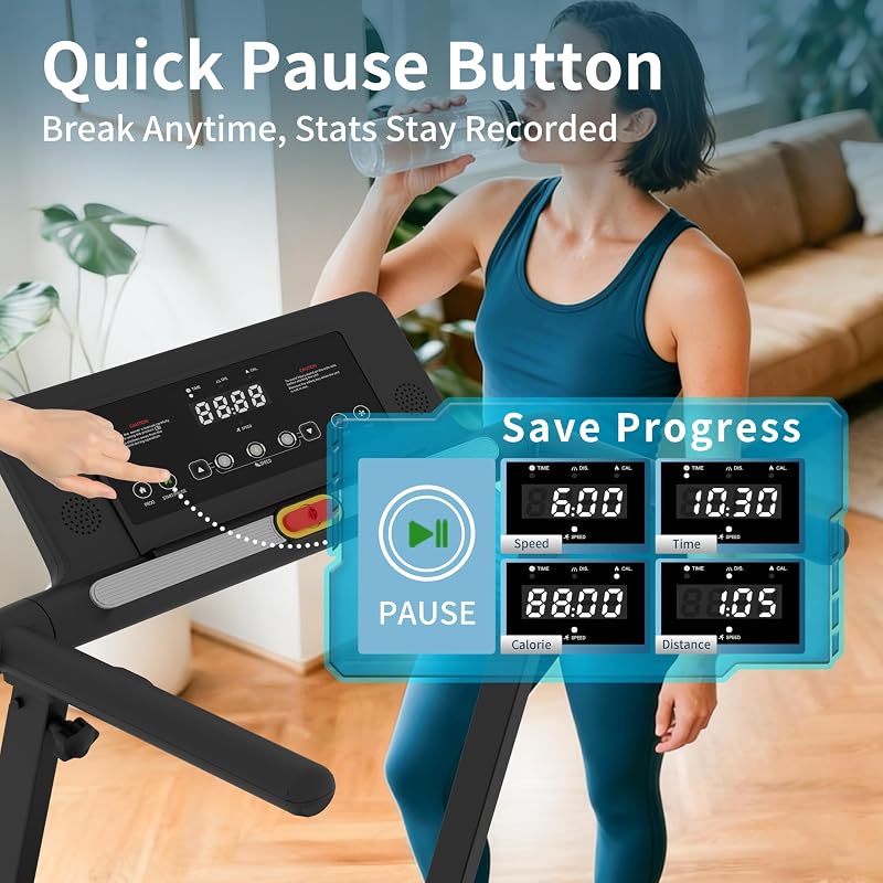 Portable Desk Treadmill for Home, 3.0HP Walking Pad with Incline & Handle, 3 in 1 Compact Removable Desk Workstation Folding Small Walking Treadmills 300 Lbs Capacity for Home Office image 5
