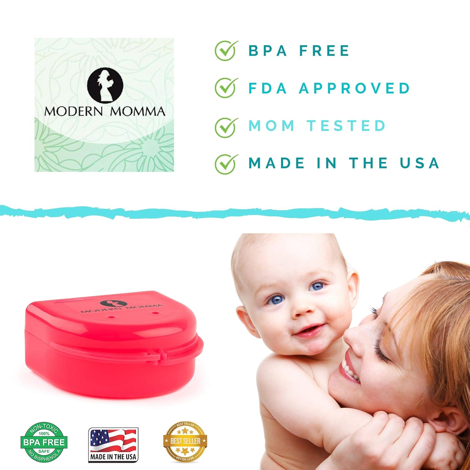 Nipple Shield Case, Pacifier Case, for Nipple Shields and Breast Shields, Pacifier Holder, Nursing Case, Good for Diaper Bag, Purse, Travel, BPA Free, Durable, Made in The USA (Purple Pansy)