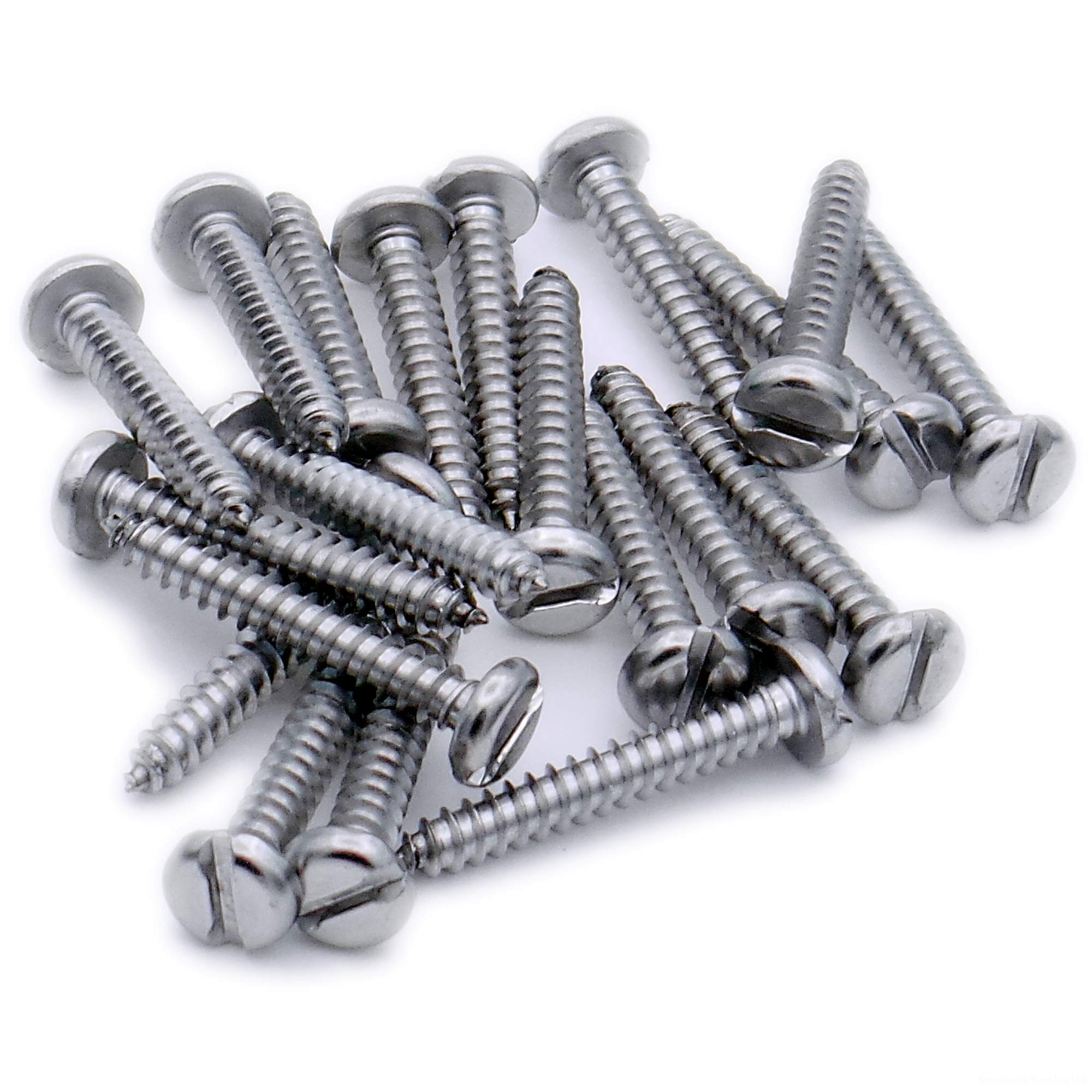 Singularity Supplies Silver No.10 X 1.75 (4.8Mm X 45Mm) Slot Pan Self-Tapping Screw - Stainless Steel (A2) (Pack Of 20)
