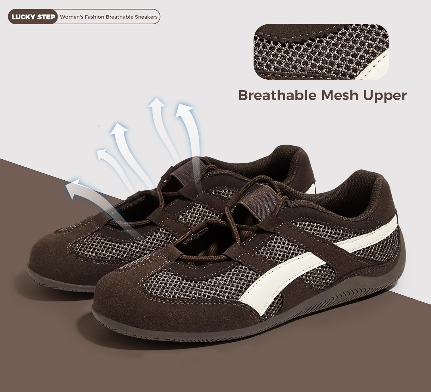 LUCKY STEP Women's Retro Casual Fashion Sneakers - Classic Thin Sole Walking Shoes - Lightweight Running Tennis Trainer Shoe - Non Slip Work Footwear - Image 4