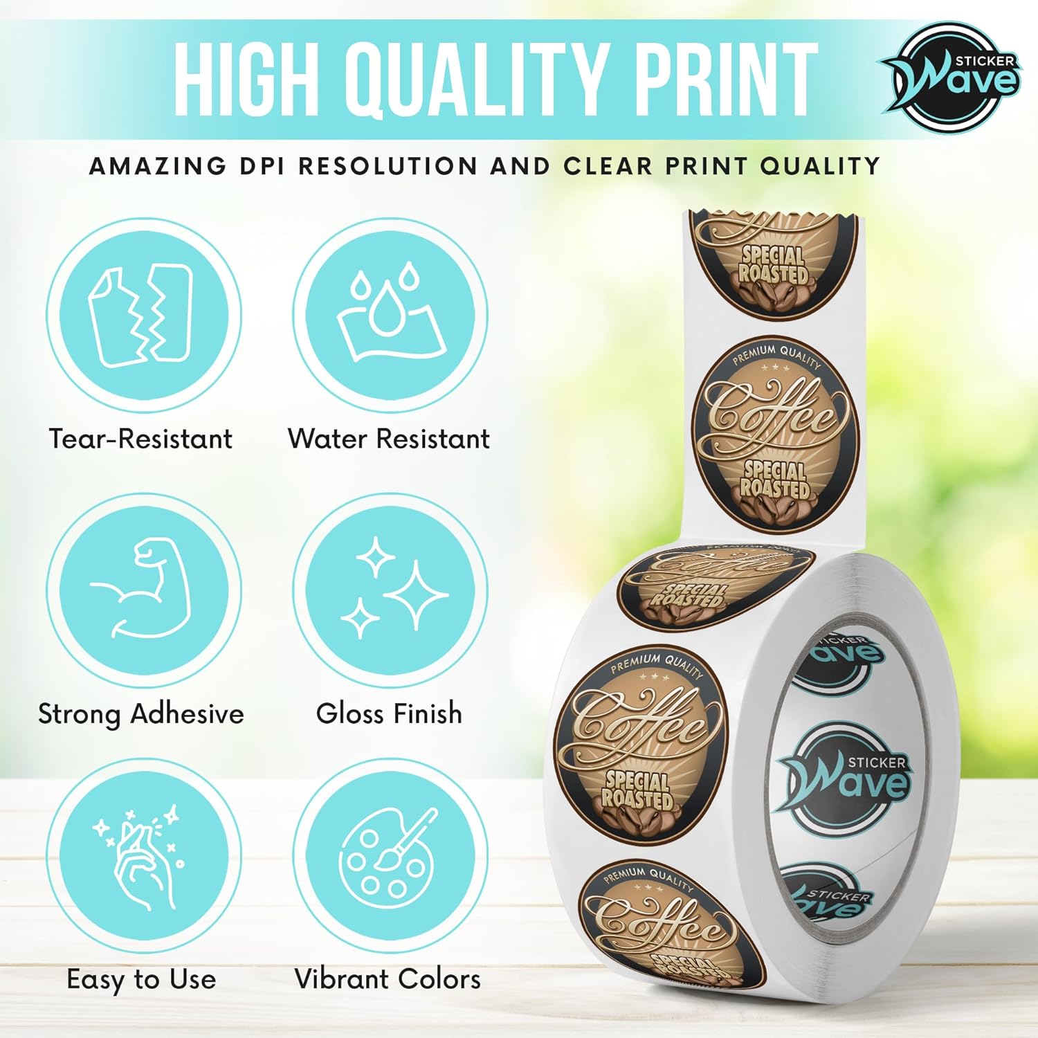 Custom Stickers for Business Logo - Personalized Stickers Label Rolls with Any Design, Size, Color & Custom Text - 50+ BOPP Rolls - Glossy Finish (3" Circle)