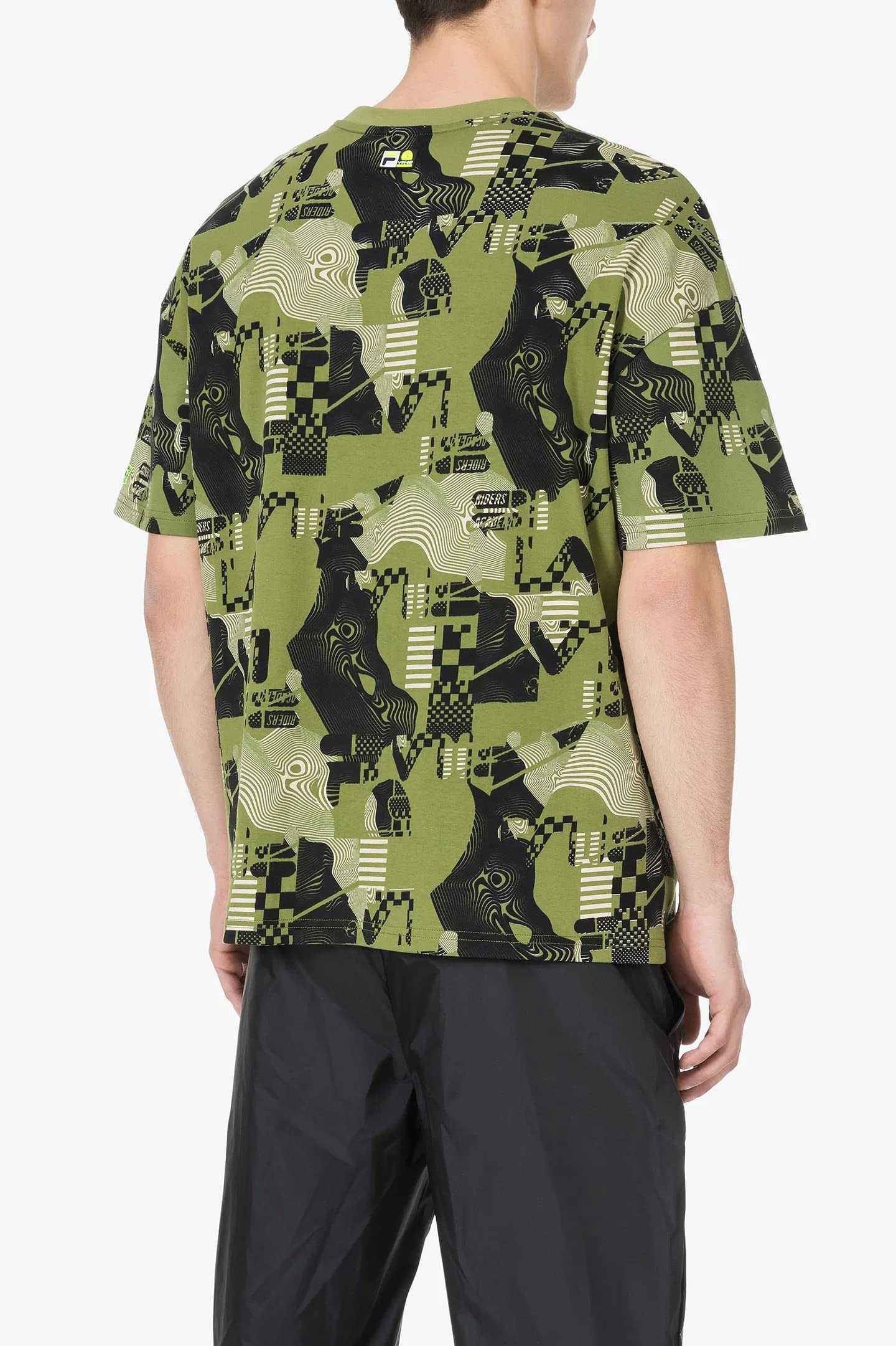 VR 46 Men's Oversized AOP Fila Riders Academy T-Shirts, Green, XL - Image 2