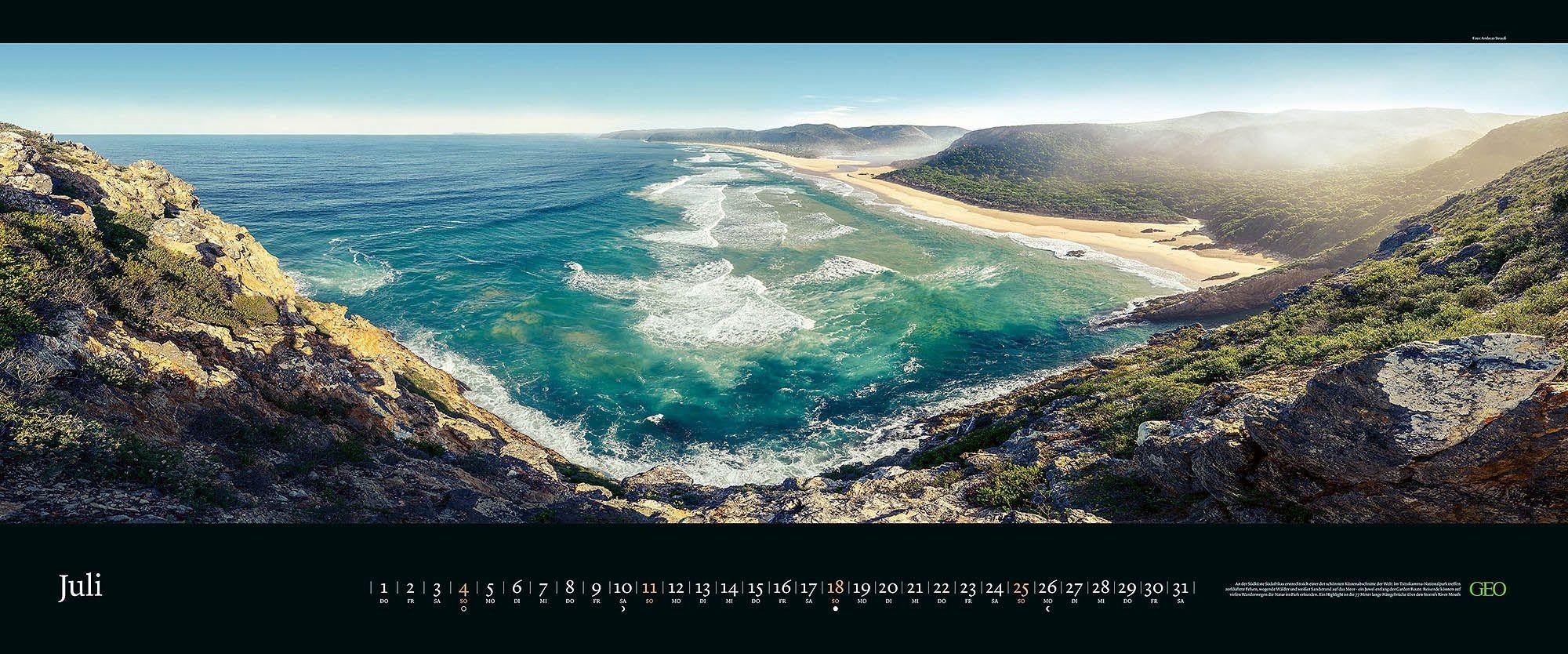 GEO Panorama: Meeresweiten 2027: XXL Wandkalender 120x50 cm mit 12 Küstenfotografien, deutschem Kalendarium und Spiralbindung