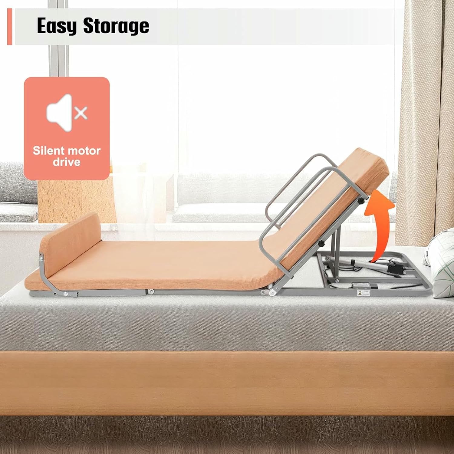 Electric Lifting Backrest for Bed, 330.69lbs Lift Back Rest Bed, 0~85° Adjustable Power Lifting Backrest, for Seniors Patient Pregnant