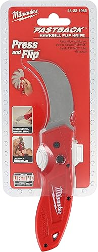 Miniatura 8 de Milwaukee 48-22-1985 Fastback Hawk Bill Cuchillo plegable con clip para cinturón y agujero para cordón, metal