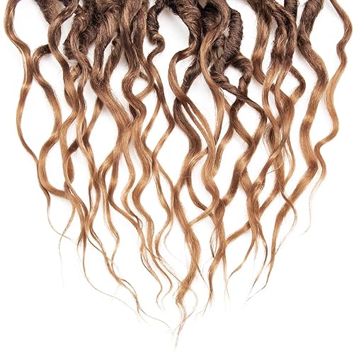 Miniatura 132 de 8 paquetes de rastas de cabello sintético de ganchillo de 18 pulgadas, rastas sintéticas bohemias con extremos rizados, cabello de ganchillo suave