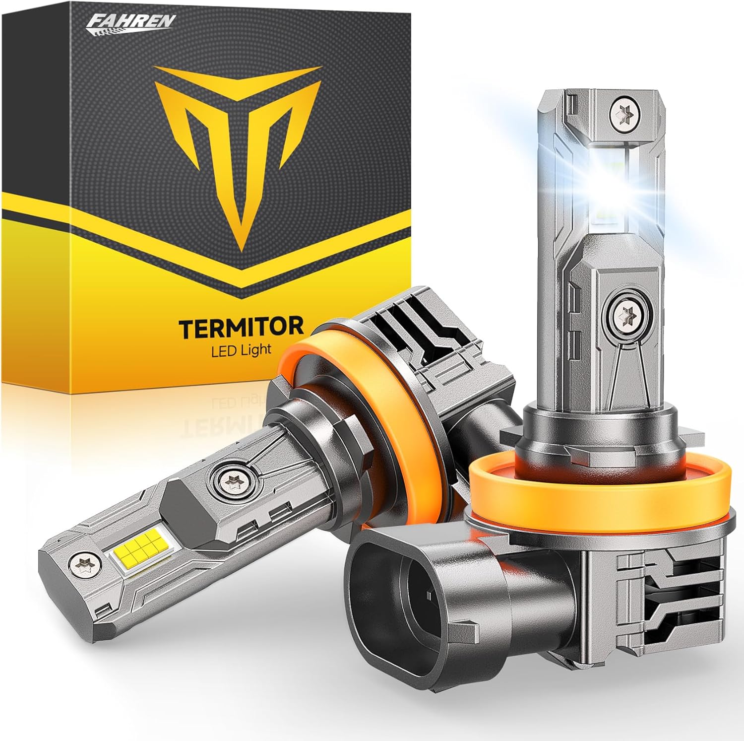FAHREN Upgraded H11/H9/H8 Bulb, 45000LM Ultra-Bright Real 1:1 Mini Size H11, 6500K Cool White H11 Light bulb, Quick Install No Adapter Needed, Pack of 2