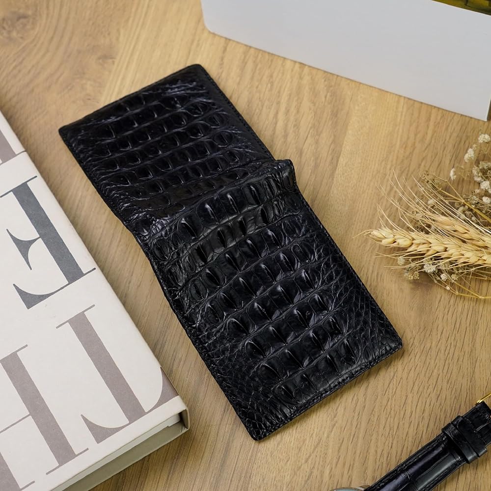 Amazon | [Genuine Crocodile leather] ブラック 無双 ワニ皮 二