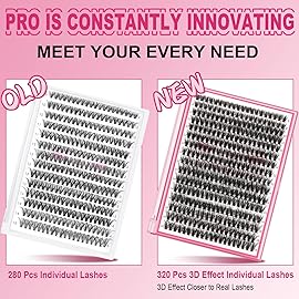 Lash CIusters 320Pcs Individual Lashes 3D Wispy Cluster Lashes Natural Look Eyelash Clusters Faux Mink Wispy Lashes 40D-D Mixed DIY Lash Extension (3D Wispy-40D-D,8-16mix)