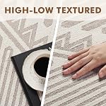 Area Rug for Living Room Rug 8x10 High Low Textured Jacquard Tufted Boho Geometric Washable Bedroom Rug Carpet for Dining Room Nursery Non Slip Beige