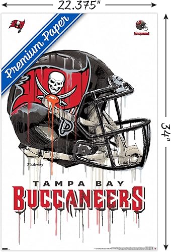 Miniatura 32 de Trends International NFL Tampa Bay Buccaneers - Póster de pared con casco de goteo 20, 22.375 x 34 pulgadas, versión enmarcada negra Versión