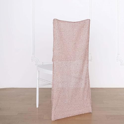 Miniatura 10 de Efavormart - Funda para silla Chiavari con lentejuelas color rosa y oro rosa, funda trasera para silla de boda